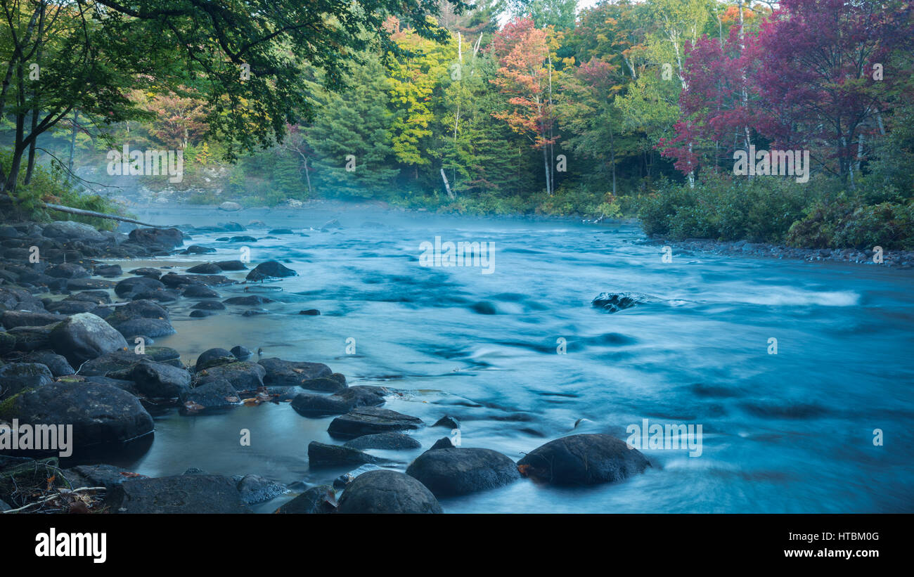 Couleurs d'automne, Oxtongue Rapids, Muskoka, Ontario, Canada Banque D'Images