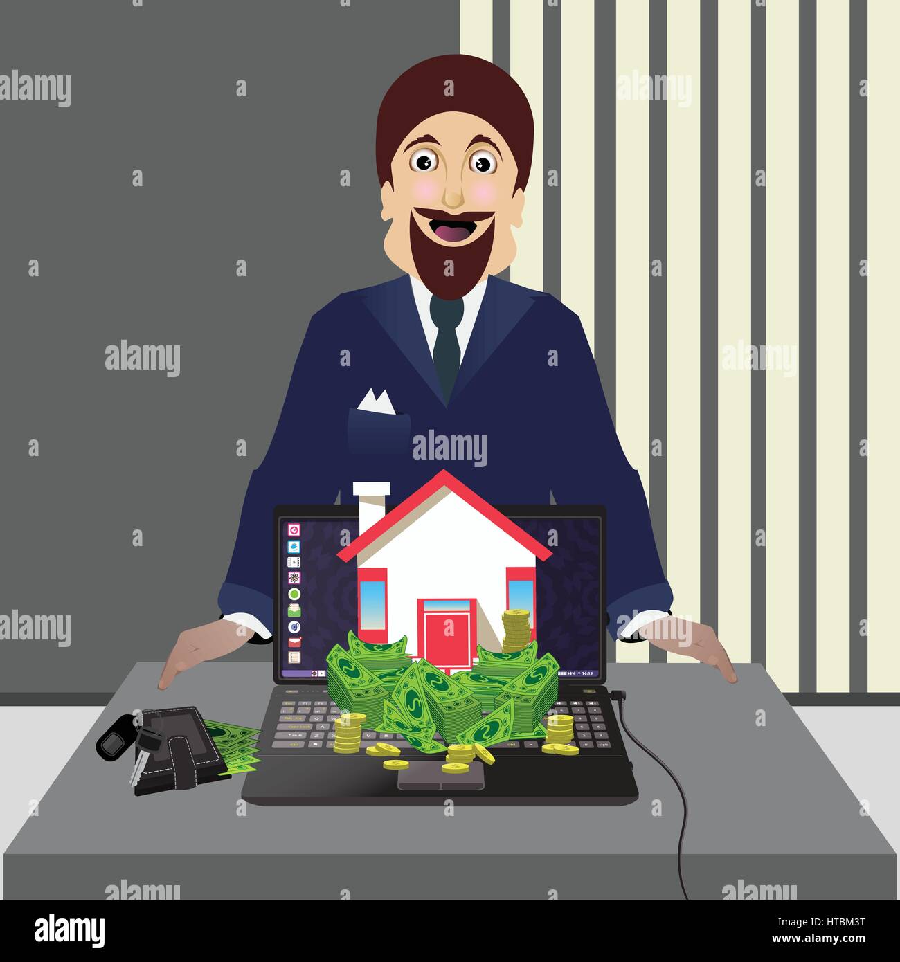 L'agent immobilier. Immobilier à vendre Illustration de Vecteur