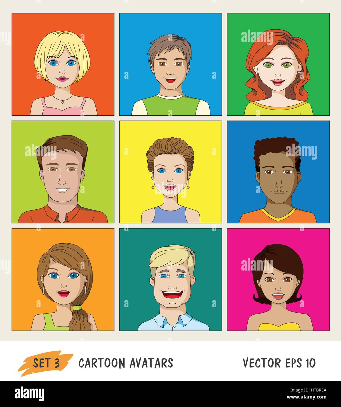 Ensemble de personnes cartoon icônes avatar Illustration de Vecteur