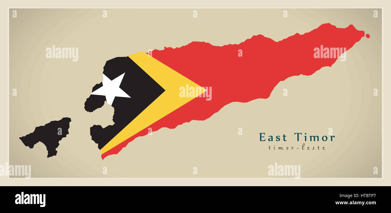 Carte moderne aux couleurs du drapeau du Timor oriental - TL illustration Illustration de Vecteur