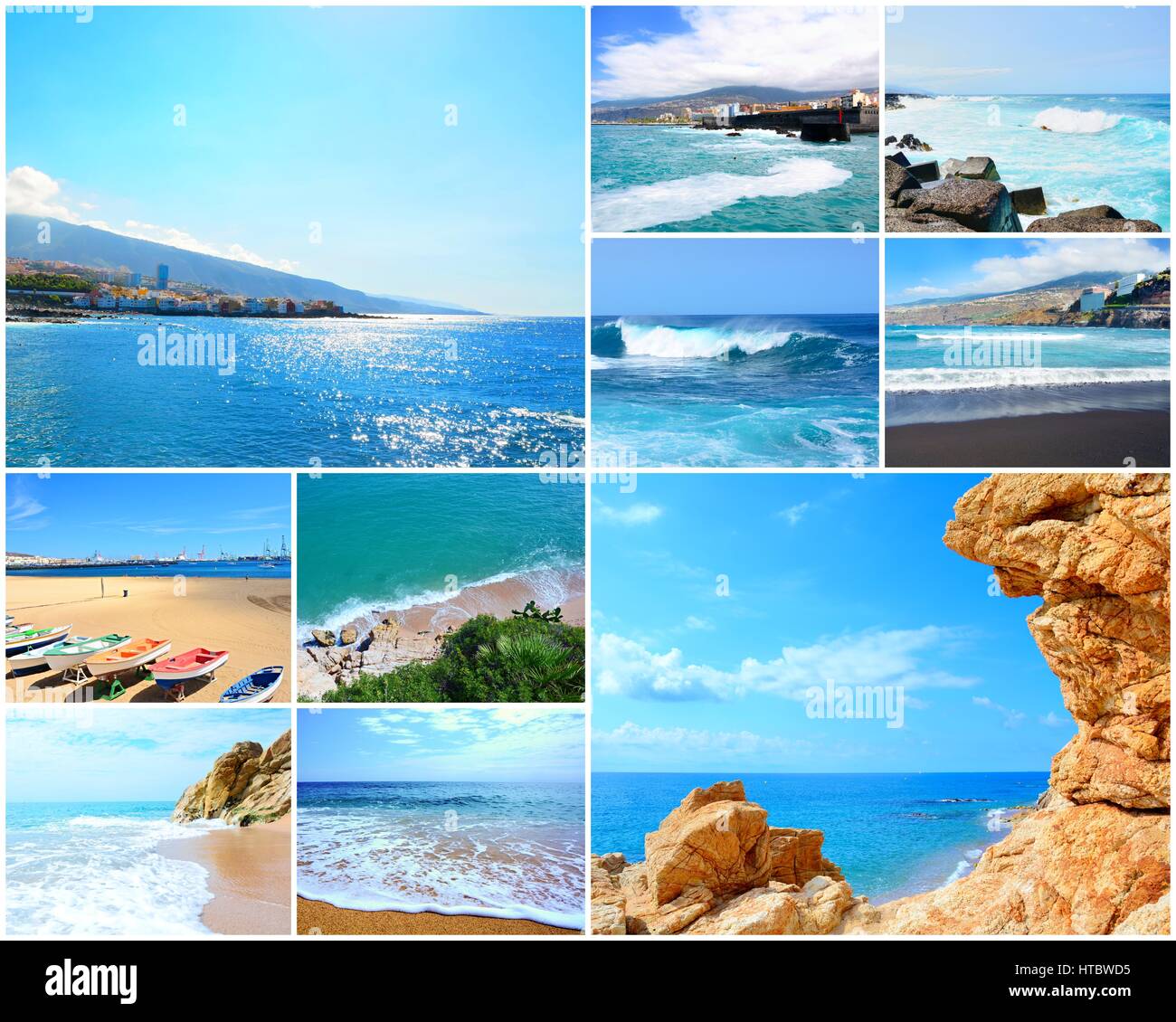 Collage de photos de voyage du temps des fêtes sur la plage et la mer. Banque D'Images