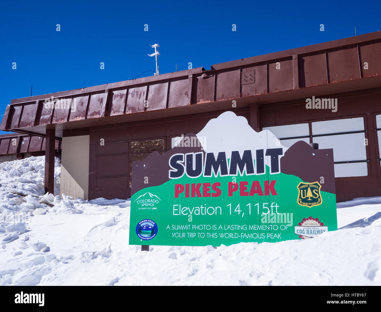 4610 Maison du Sommet, Manitou et Pike's Peak Cog Railway, au Colorado. Banque D'Images