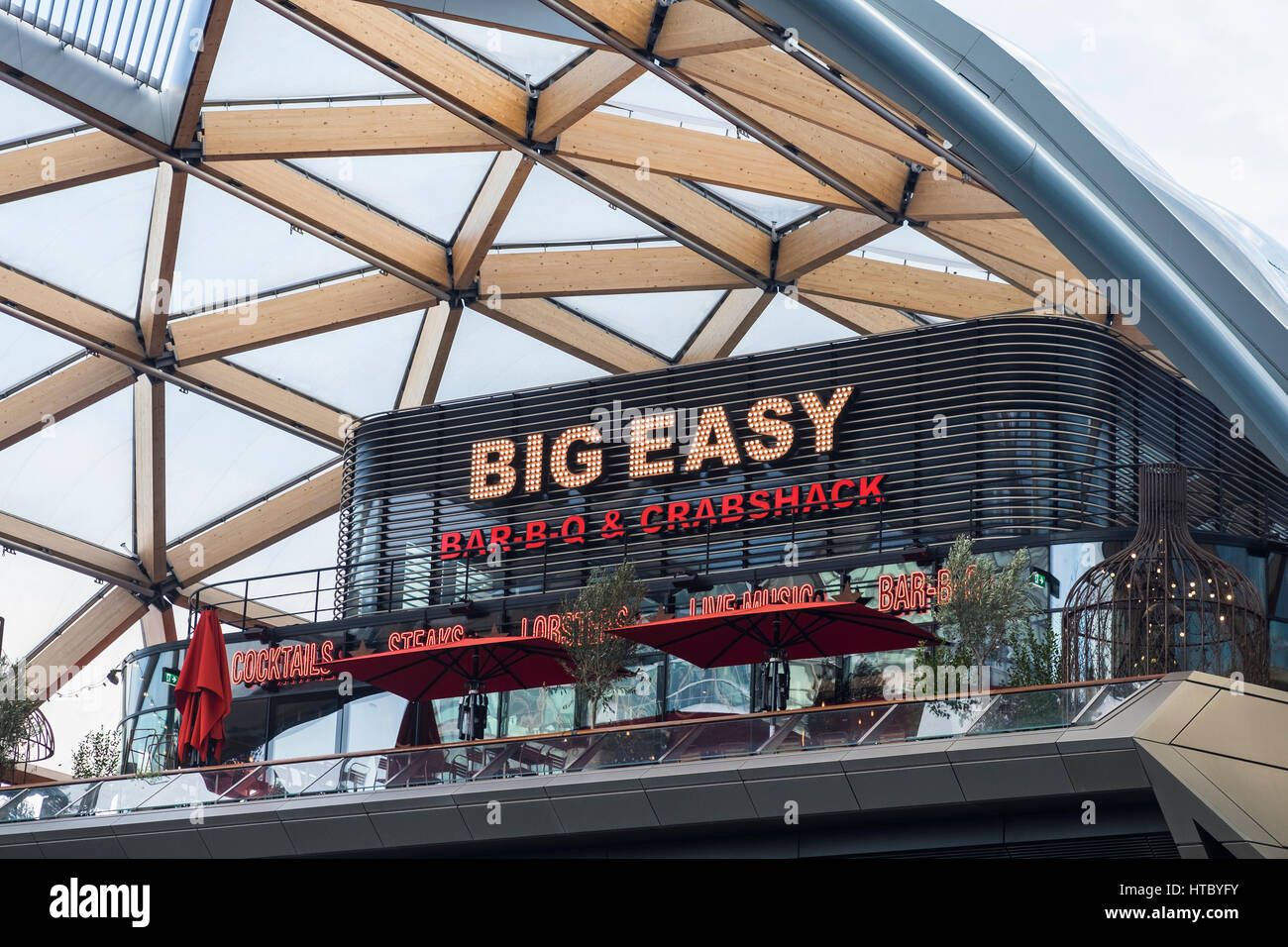 Big Easy Bar BQ & Crabshack restaurant, Canary Wharf, les Docklands, Londres, Angleterre, Royaume-Uni Banque D'Images