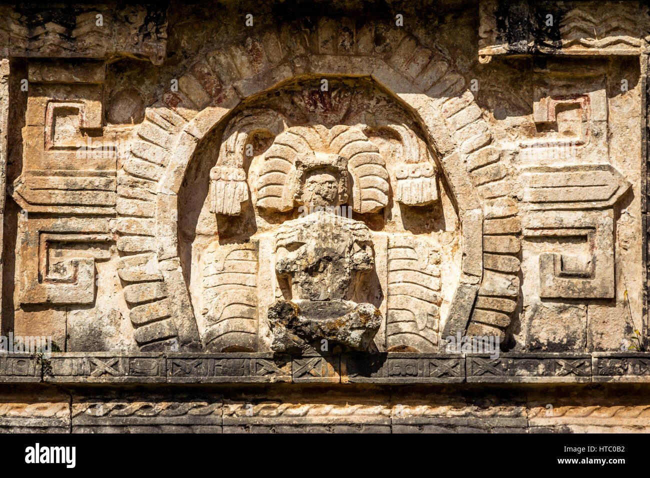 Détails de Construction de l'Église à Chichen Itza - Yucatan, Mexique Banque D'Images