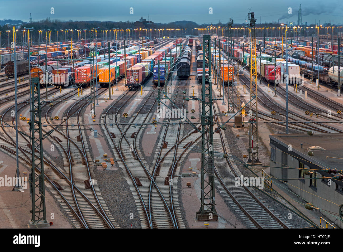 Wagons stationnés à la gare Maschen, Basse-Saxe, Allemagne, Europe Banque D'Images