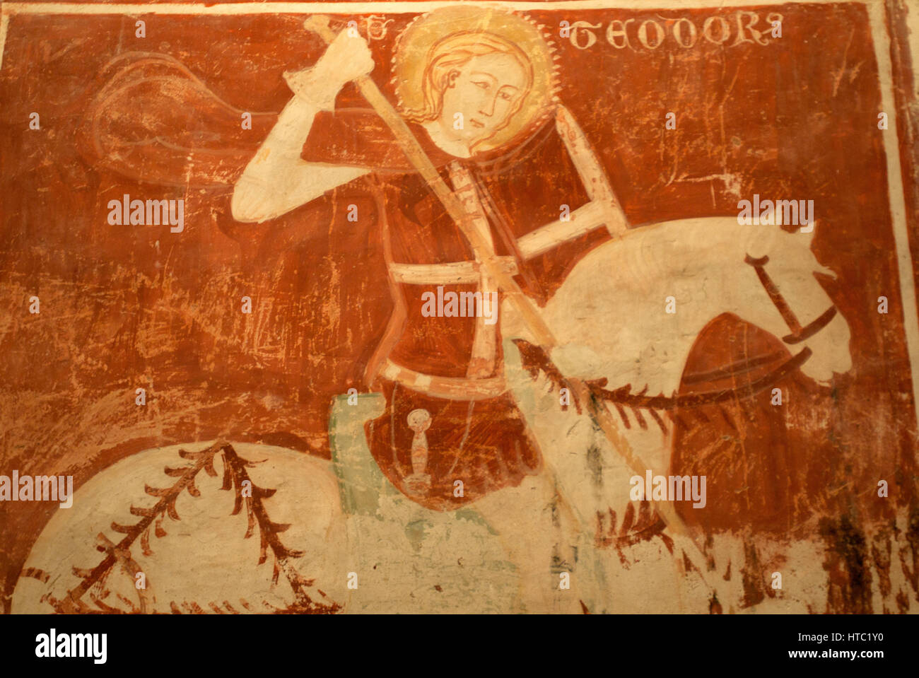 Une fresque représentant Saint George, dans la Cathédrale de Trani Banque D'Images