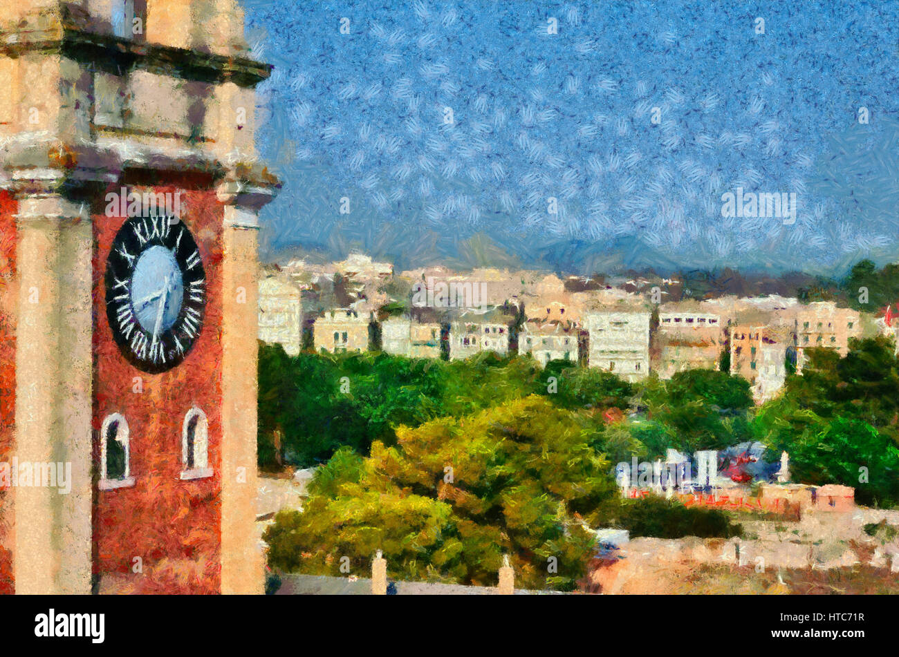Vue sur la vieille ville de Corfou à partir de l'ancien château, l'île de Corfou, Grèce Banque D'Images