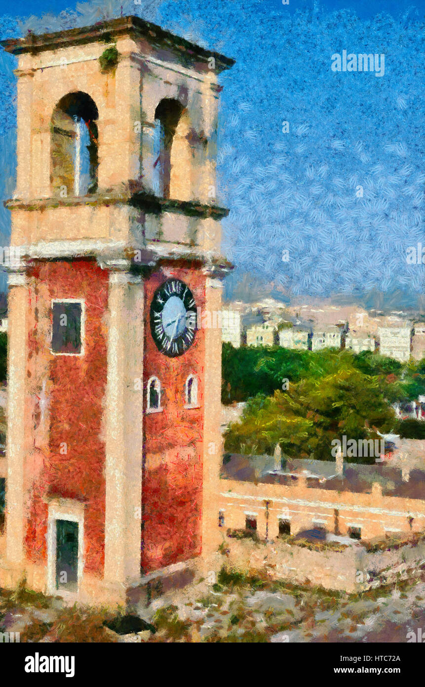 Vue sur la vieille ville de Corfou à partir de l'ancien château, l'île de Corfou, Grèce Banque D'Images