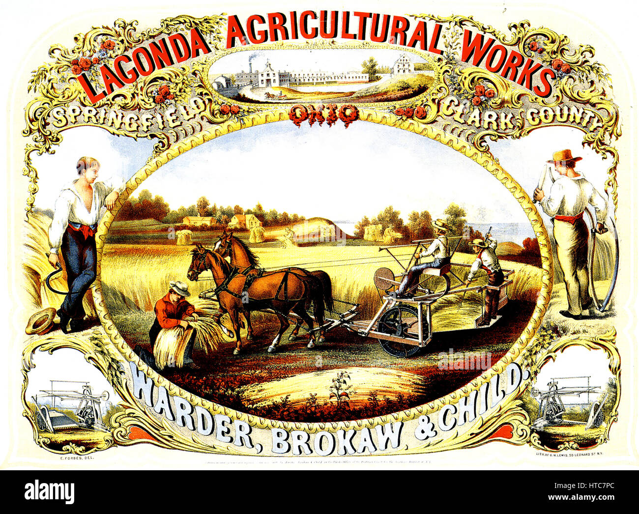 LAGONDA TRAVAUX AGRICOLES, l'Ohio. Lithographie 1859 Banque D'Images