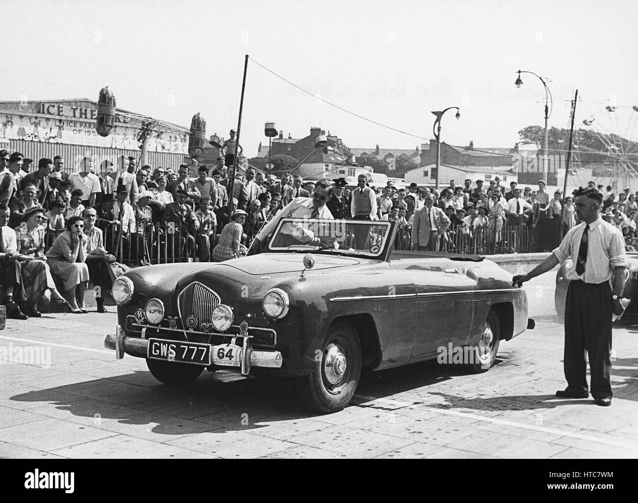 2,4 litre Healey 1949 Sportsmobile Drophead Coupé Rallye automobile Morecombe 16 Mai 1952 Banque D'Images