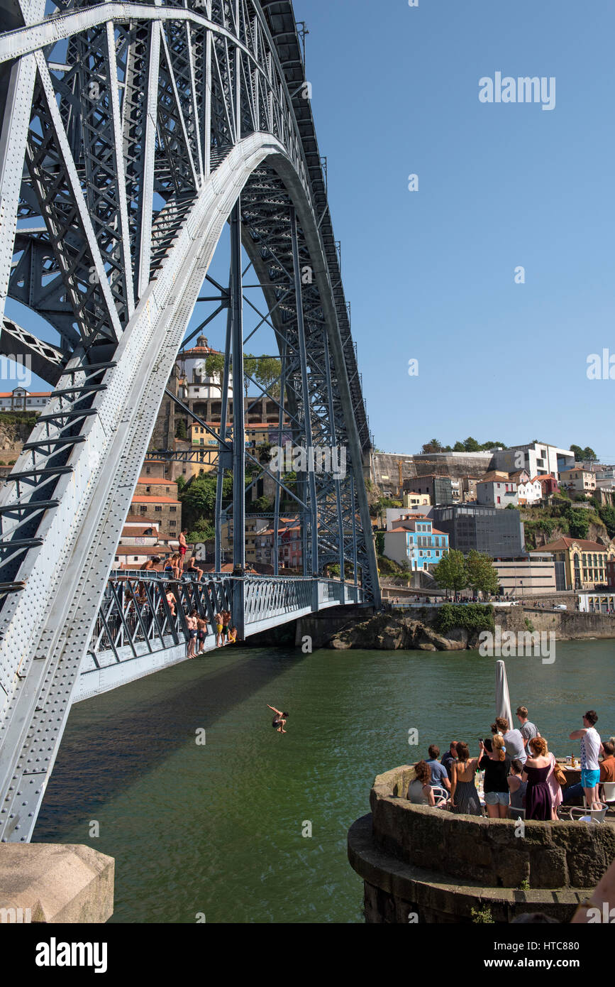 Vue panoramique de Ponte Luis Bridge Porto Portugal Banque D'Images