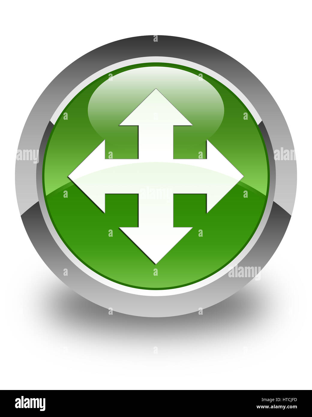 L'icône Déplacer isolé sur bouton rond vert tendre brillant abstract illustration Banque D'Images