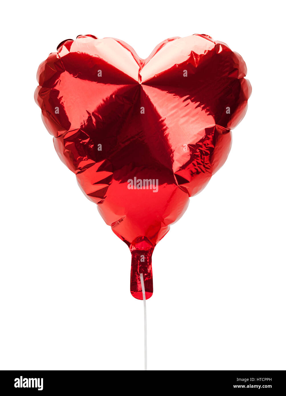 Red Ballon Avec Ruban Isolé Sur Fond Blanc Banque D'Images et