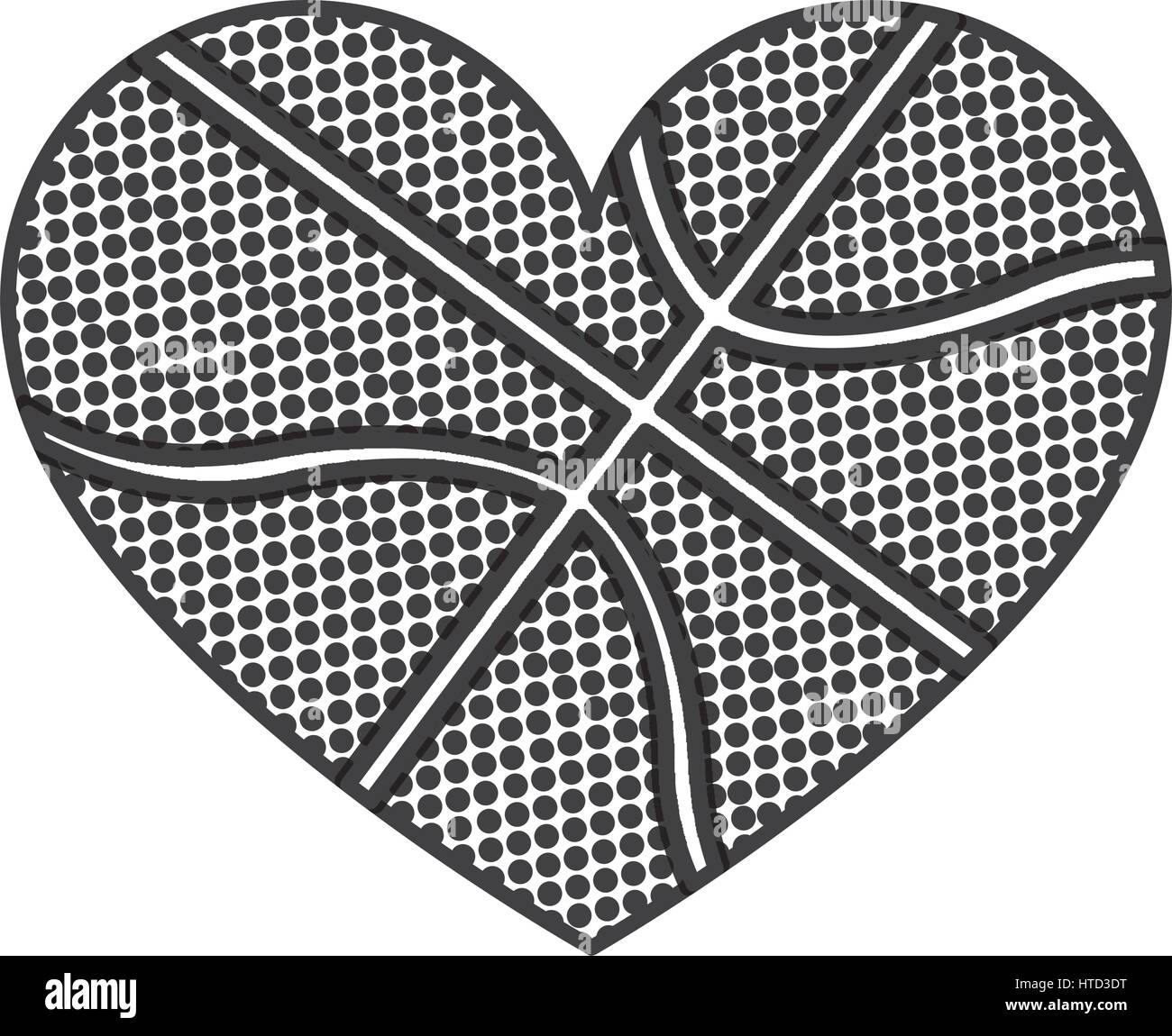 Arrière-plan gris de coeur avec la texture du ballon de basket-ball Illustration de Vecteur
