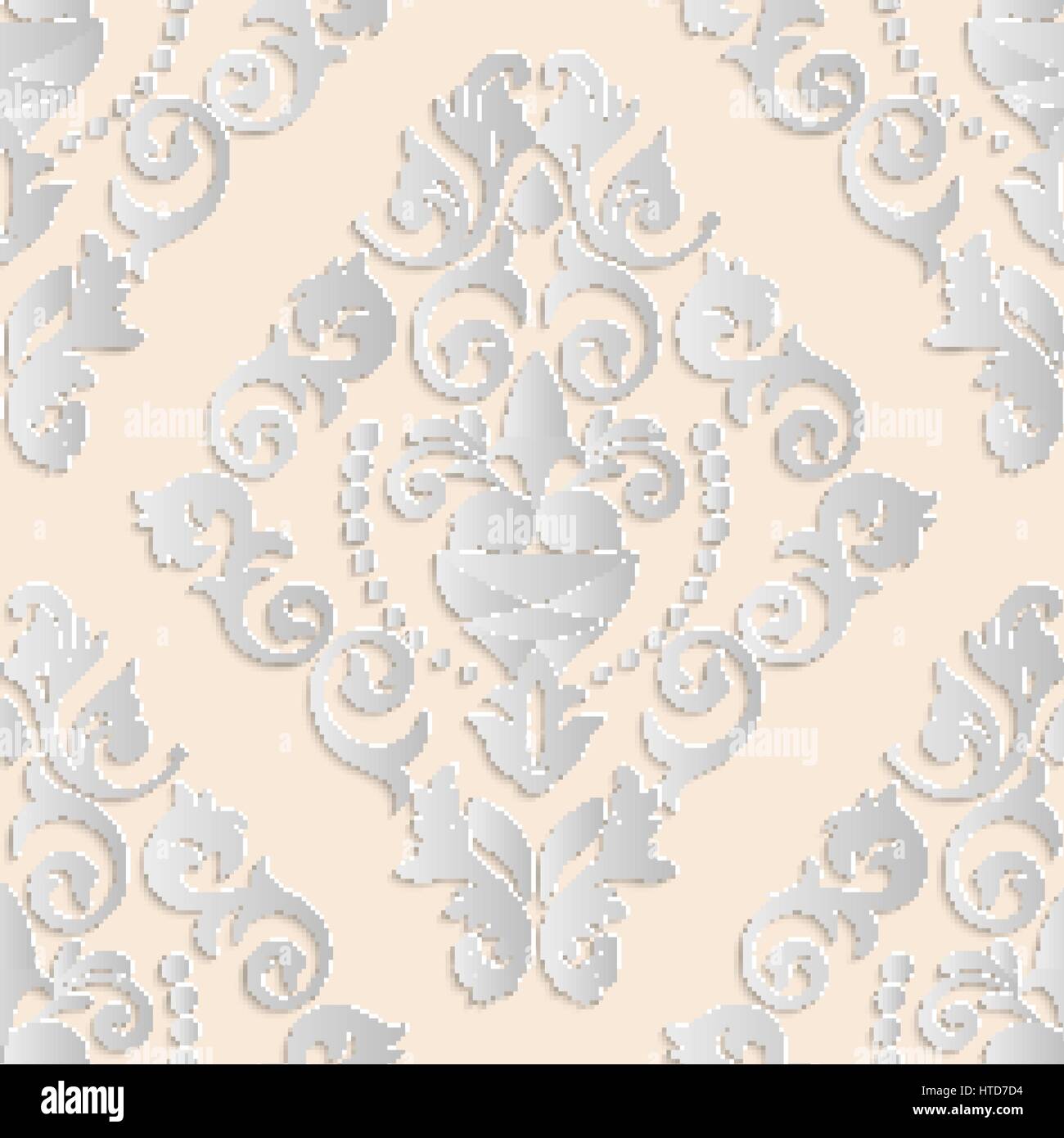 Vector pattern. transparente La texture des fleurs de Luxe ou de style baroque en damas. Avec des éléments 3d. Peut être utilisé comme arrière-plan, papier peint ou un elem Illustration de Vecteur