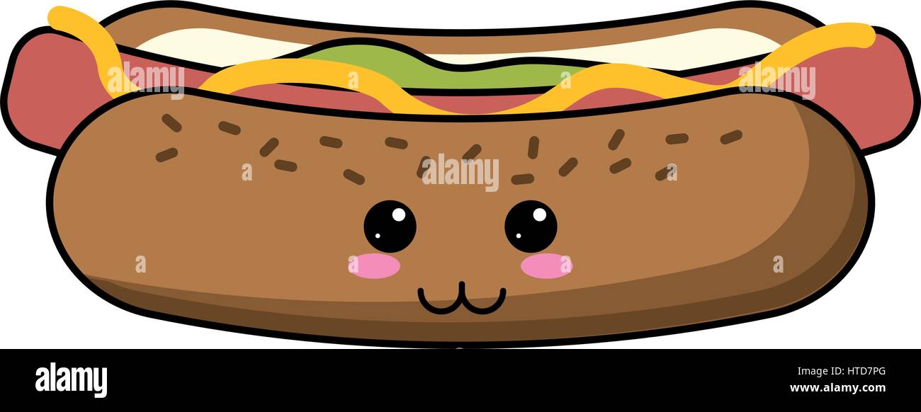 Kawaii fast food hot dog Illustration de Vecteur