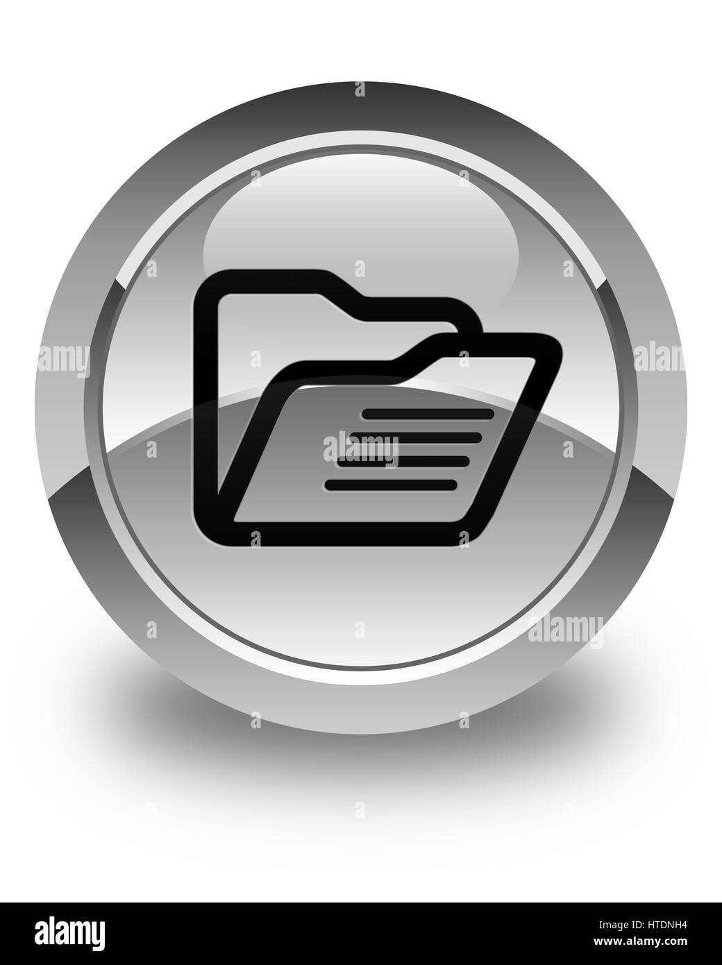Icône de dossier isolé sur blanc brillant bouton rond abstract illustration Banque D'Images