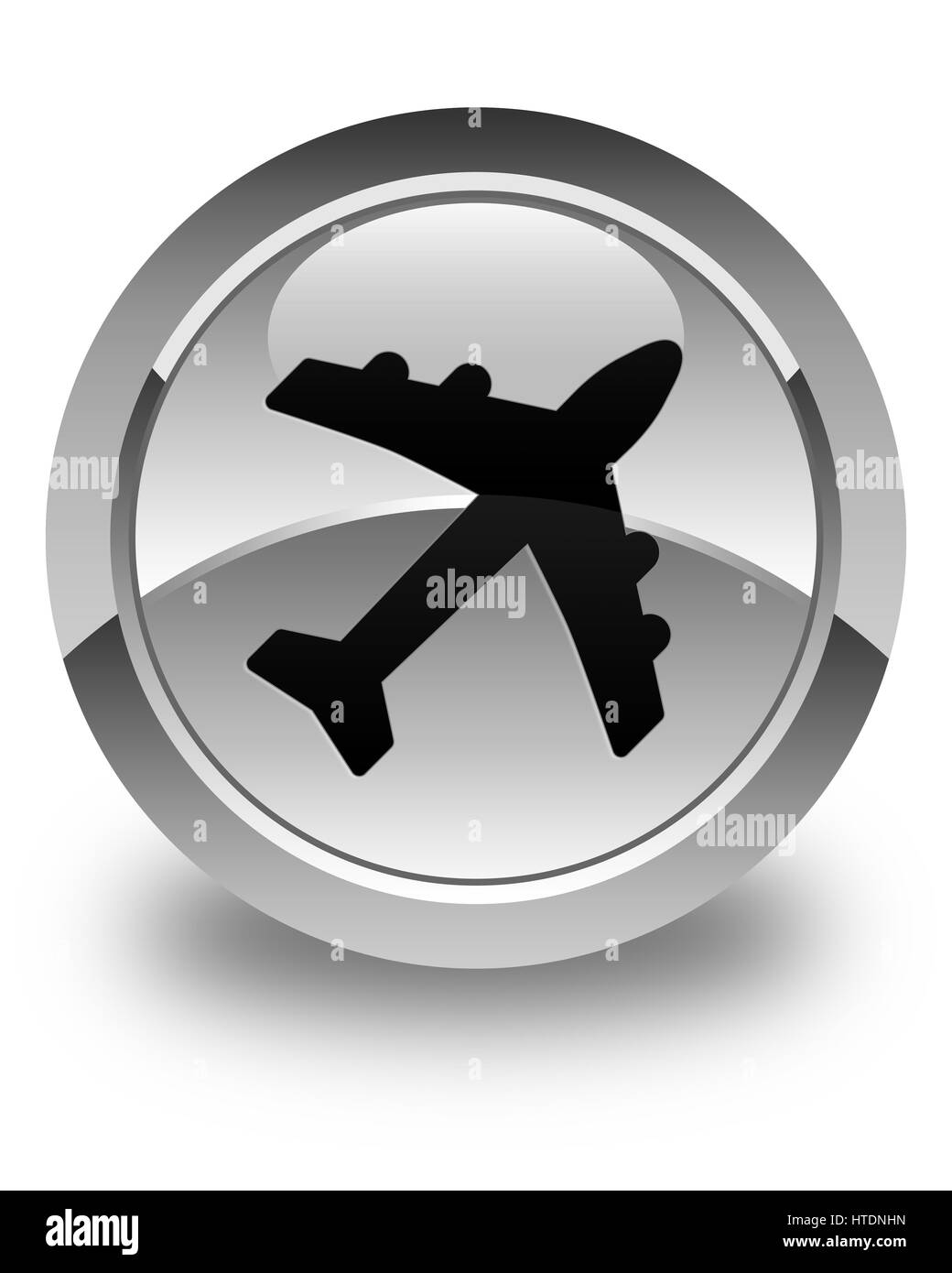 L'icône avion isolé sur blanc brillant bouton rond abstract illustration Banque D'Images