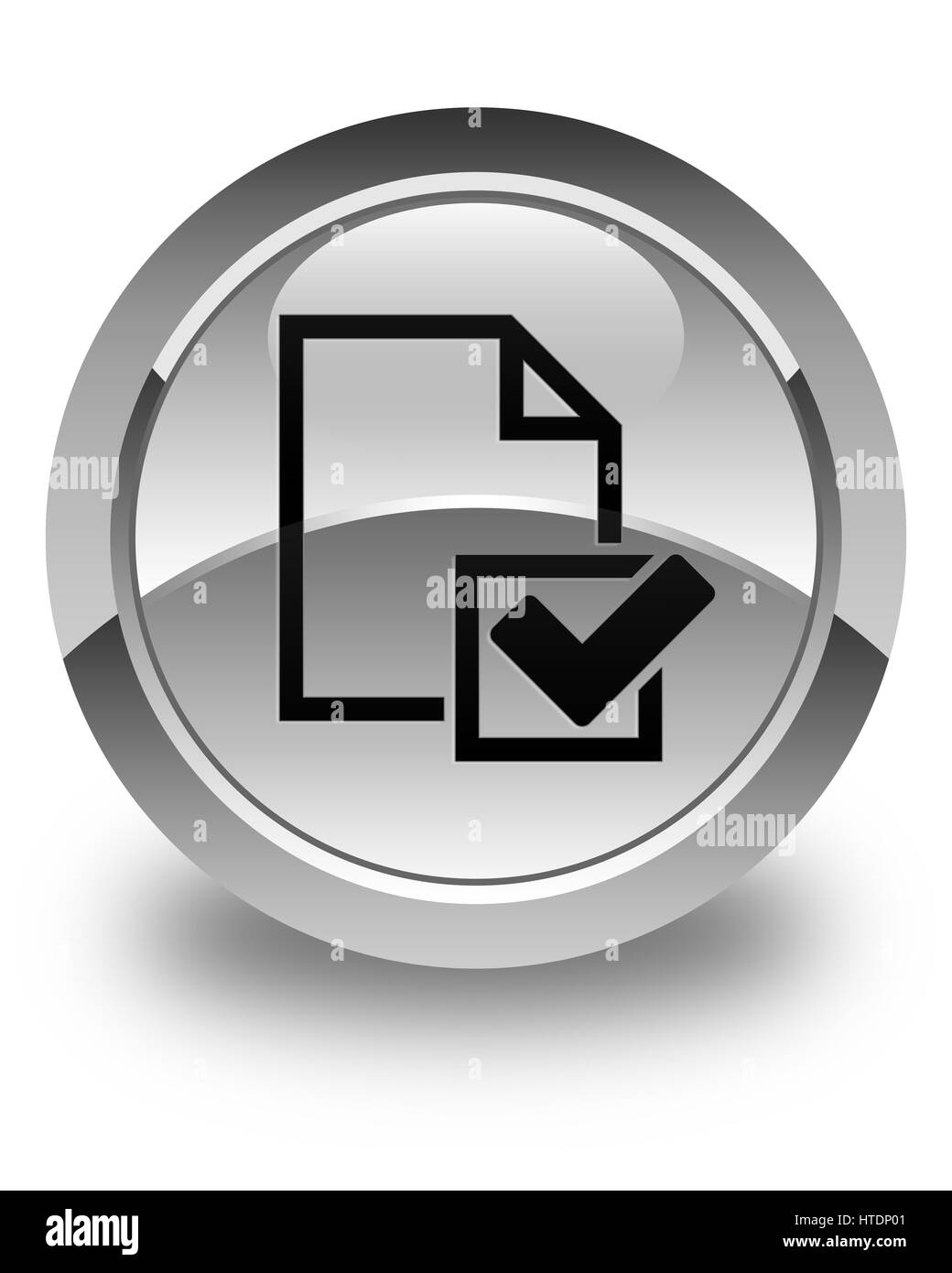 L'icône Liste isolé sur blanc brillant bouton rond abstract illustration Banque D'Images
