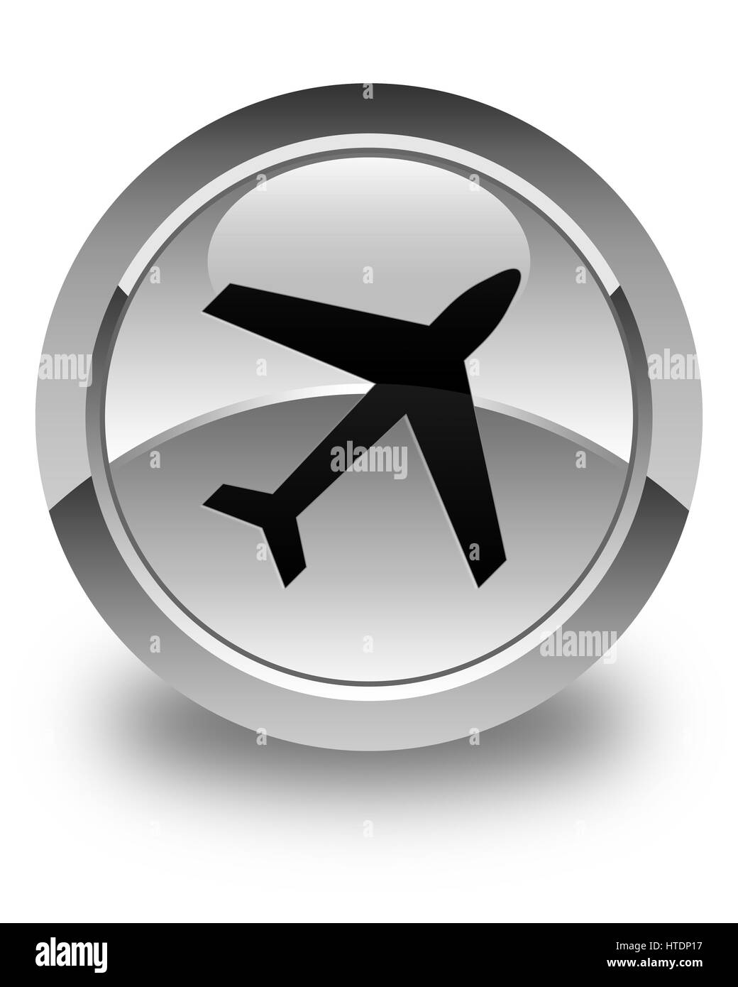 L'icône avion isolé sur blanc brillant bouton rond abstract illustration Banque D'Images