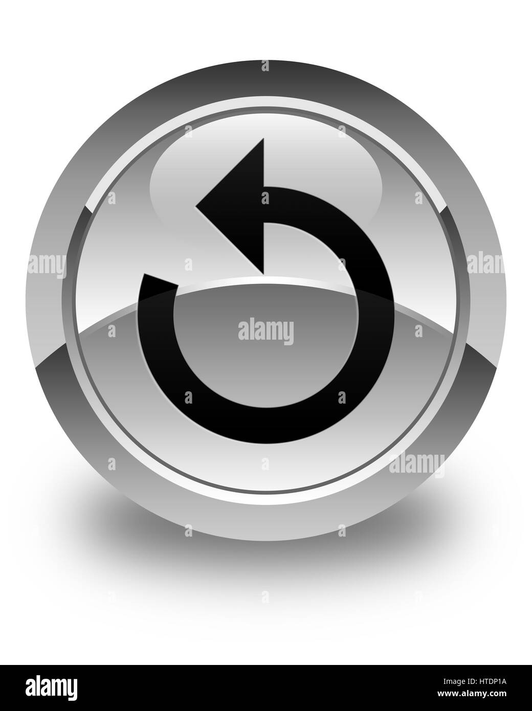 L'icône de flèche d'actualisation isolé sur blanc brillant bouton rond abstract illustration Banque D'Images