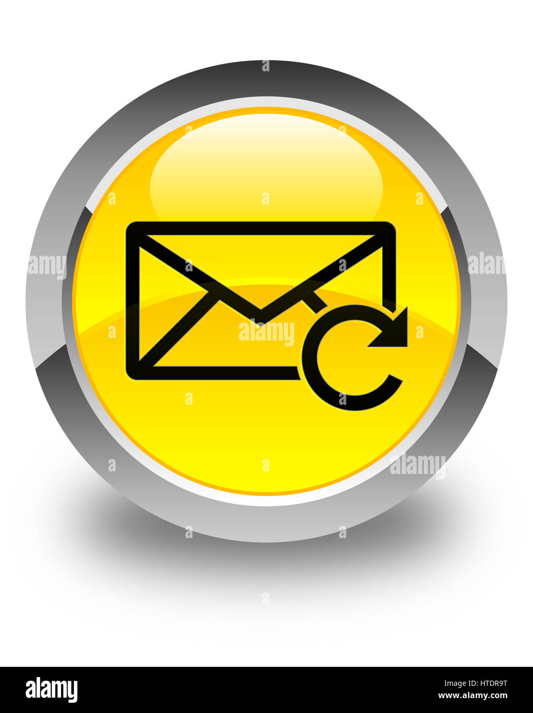 Actualiser icône e-mail isolé sur bouton rond jaune brillant abstract illustration Banque D'Images