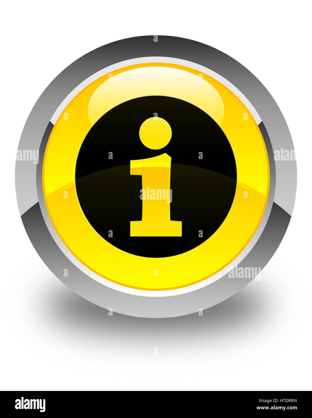 L'icône Infos isolé sur bouton rond jaune brillant abstract illustration Banque D'Images