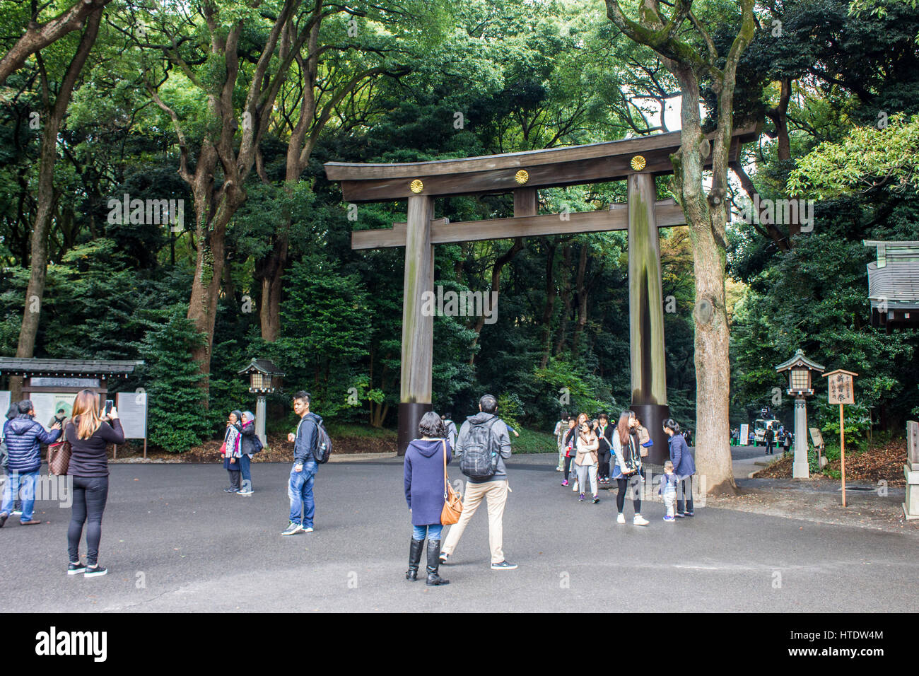 Meiji Jingu, un des plus célèbres et importants temples à Tokyo, Japon. Banque D'Images