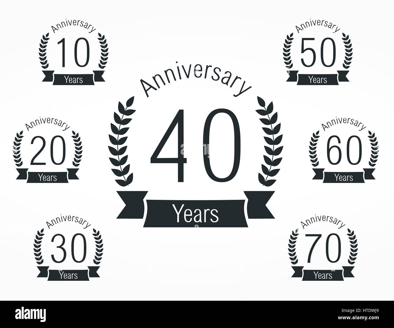 Ensemble d'emblèmes anniversaire Banque D'Images