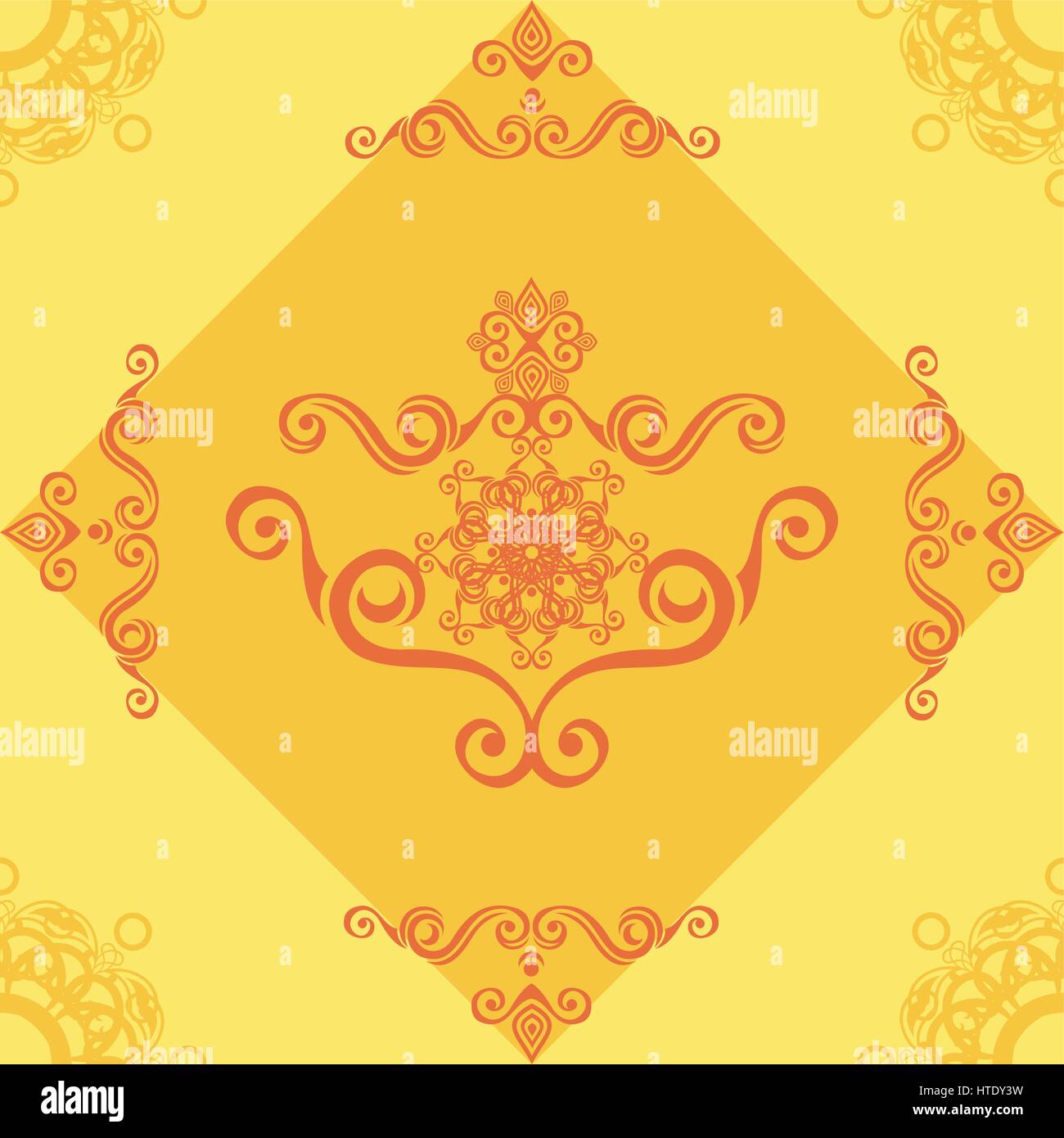 Motif transparent jaune et orange avec un décor ornemental. Texture sans fin. Ornement géométrique Oriental sur fond jaune Illustration de Vecteur