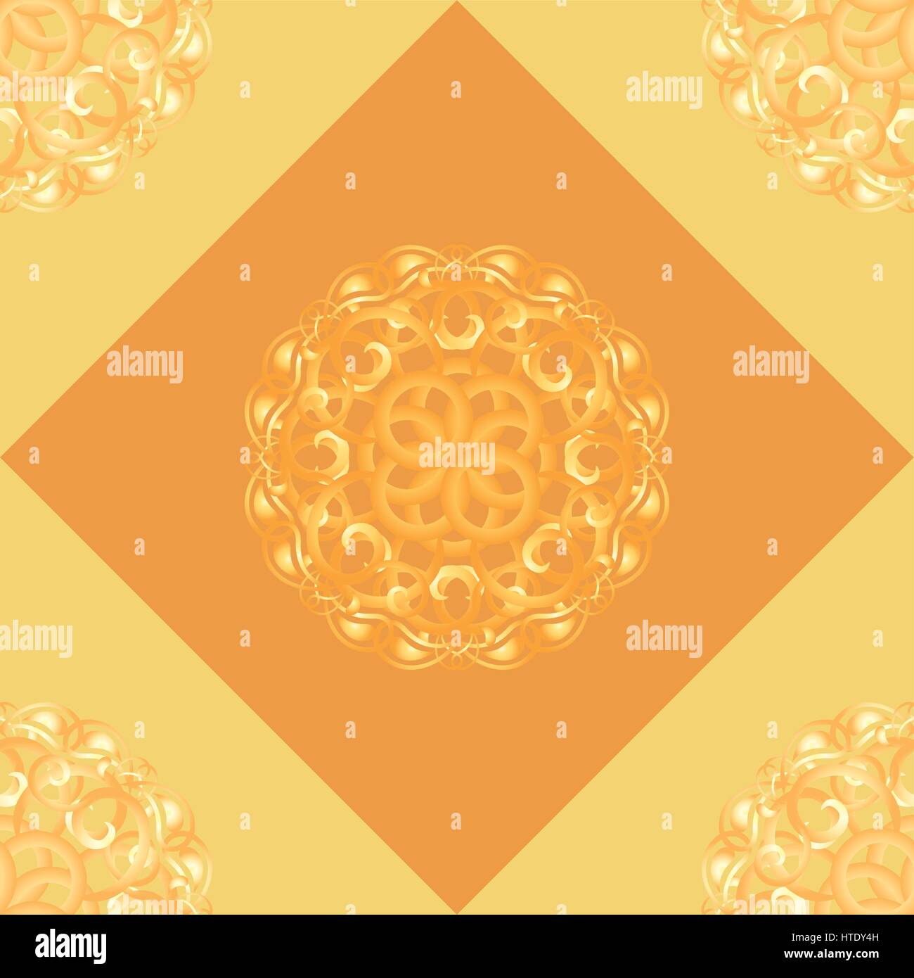 Motif transparent orange avec un décor ornemental. Texture sans fin. Ornement géométrique Oriental sur fond jaune Illustration de Vecteur