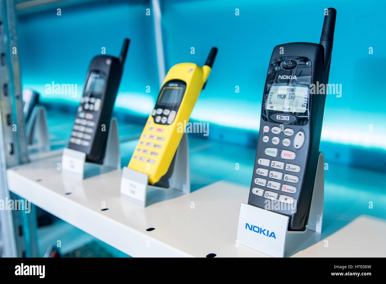Salo, Finlande, 08.03.2017. Vue sur le Elektroniikka Museum collection de produit Nokia. Banque D'Images