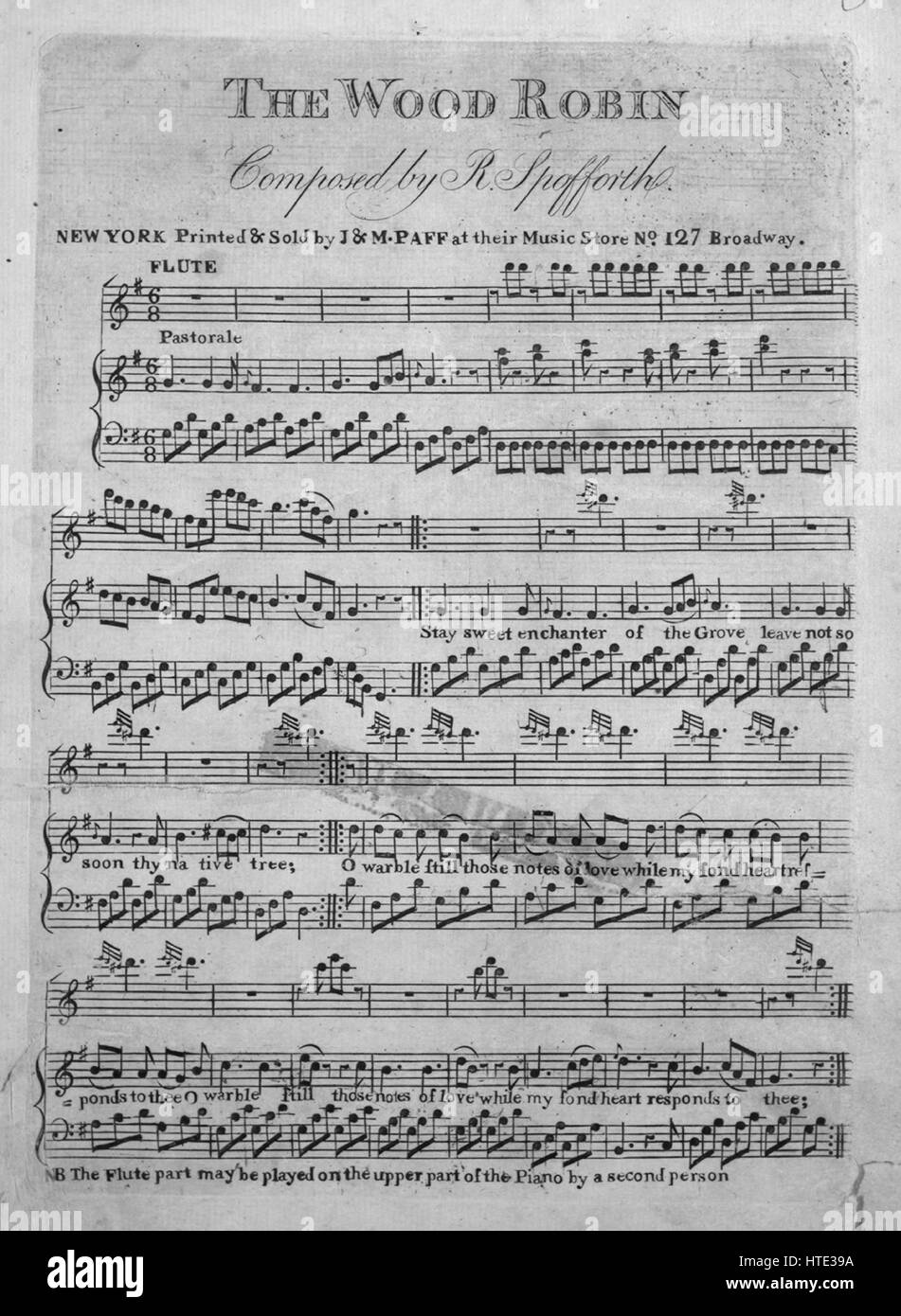 Sheet Music image de couverture de la chanson '(1) Le bois Robin (2) Le Duc  de York's March', avec une œuvre originale composée par notes à lire 'R'  Spofforth, United States, 1900.