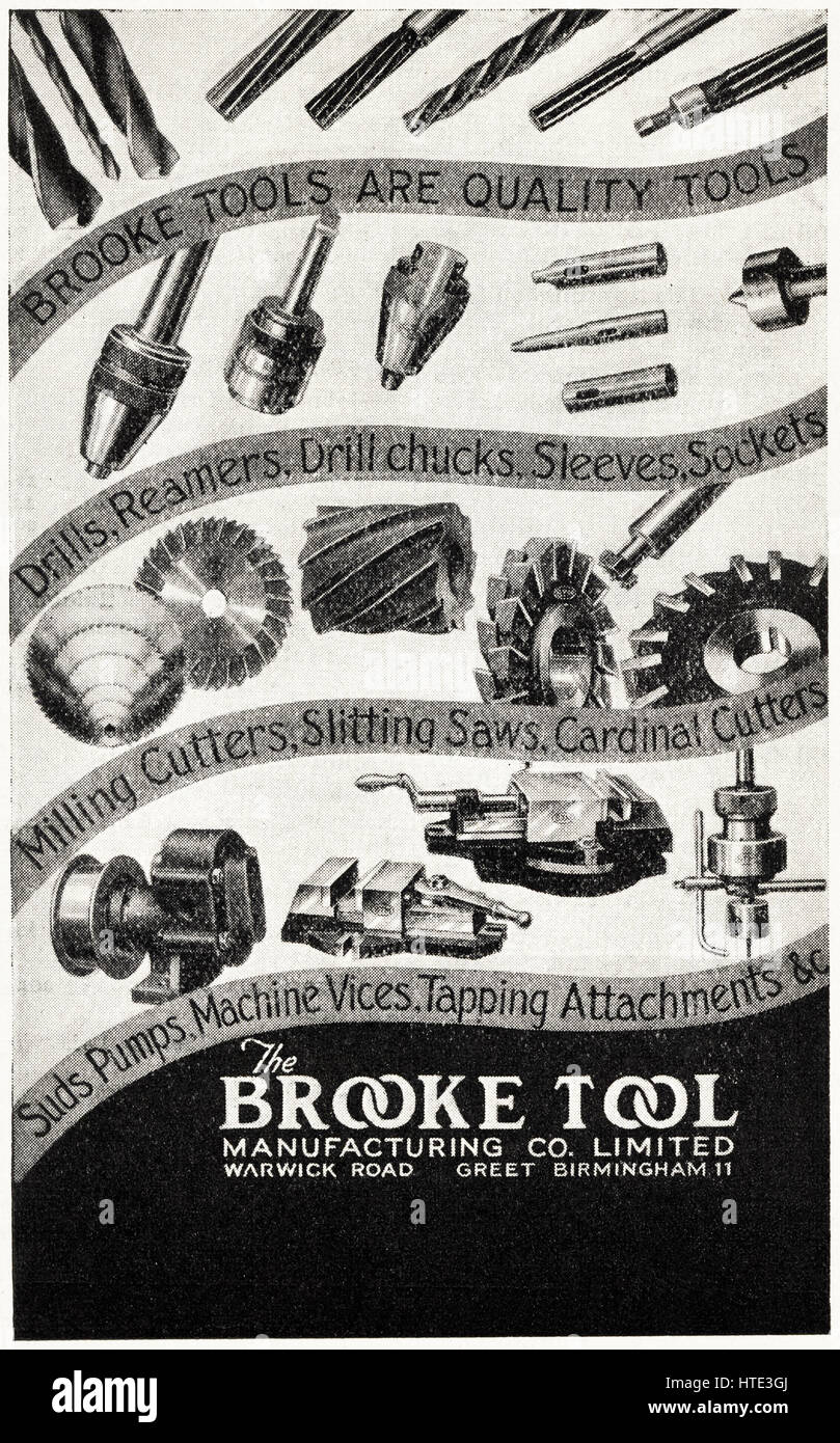 1940 old vintage original daté 1943 publicité industrielle Fabrication de Brooke publicité Co Limited de Warwick Road Birmingham England UK 11 salue Banque D'Images