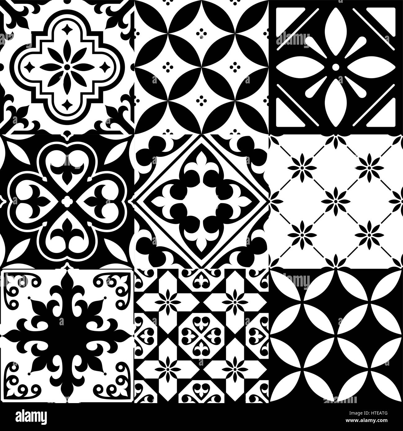 L'Espagnol Tuiles, carreaux marocains design, forme noire transparente Illustration de Vecteur