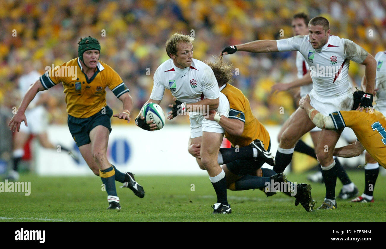 Matt Dawson de l'Angleterre lors de la finale de la Coupe du Monde de Rugby au Telstra Stadium, Sydney, Australie. Banque D'Images