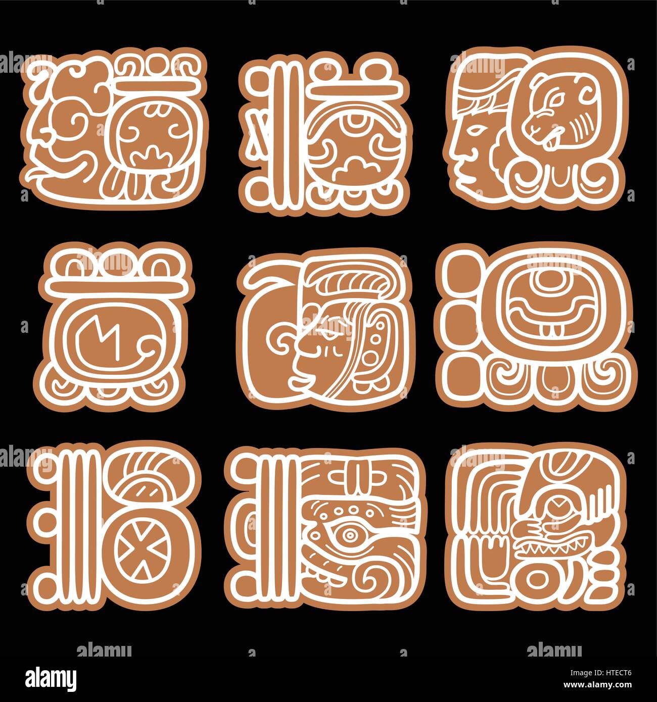 Les glyphes mayas, l'écriture et du système vecteur conception languge Illustration de Vecteur