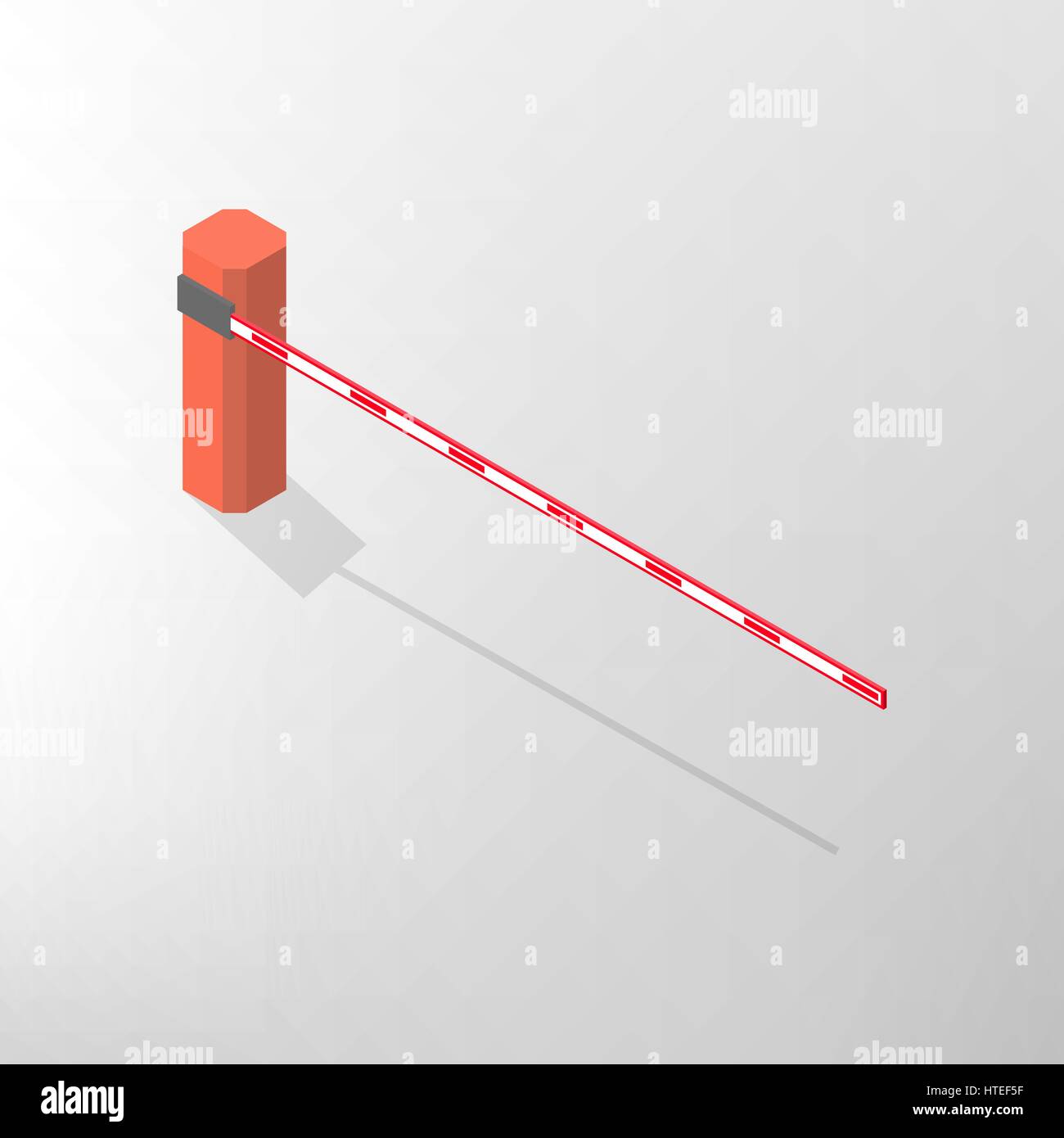 La barrière isolé sur fond blanc. Barre transversale pour ouvrir et fermer la voie à des passages à niveau. Télévision 3D isométrique, style vector illustration. Illustration de Vecteur