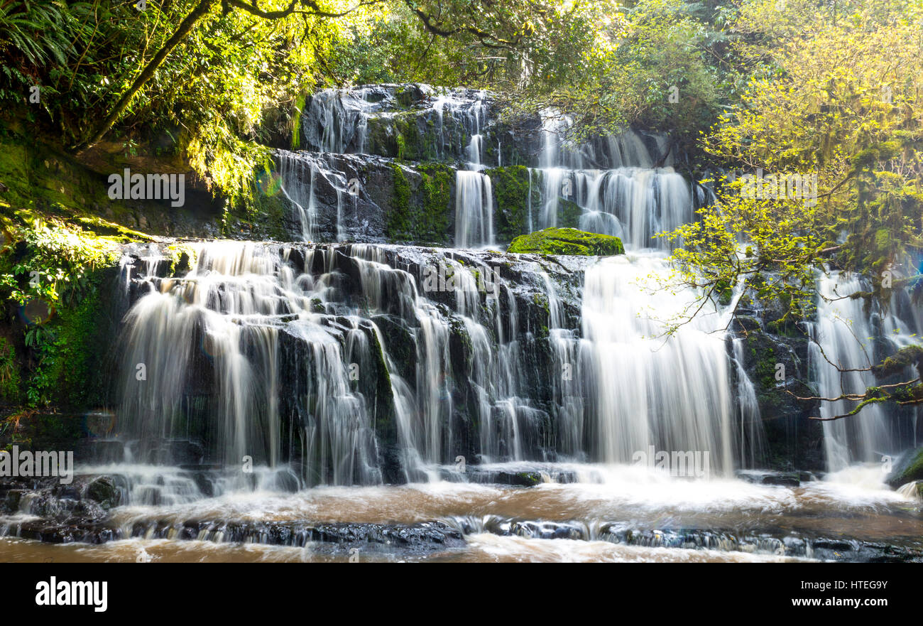 Purakaunui Falls, une cascade, l'Otago, Catlins, Southland, Nouvelle-Zélande Banque D'Images