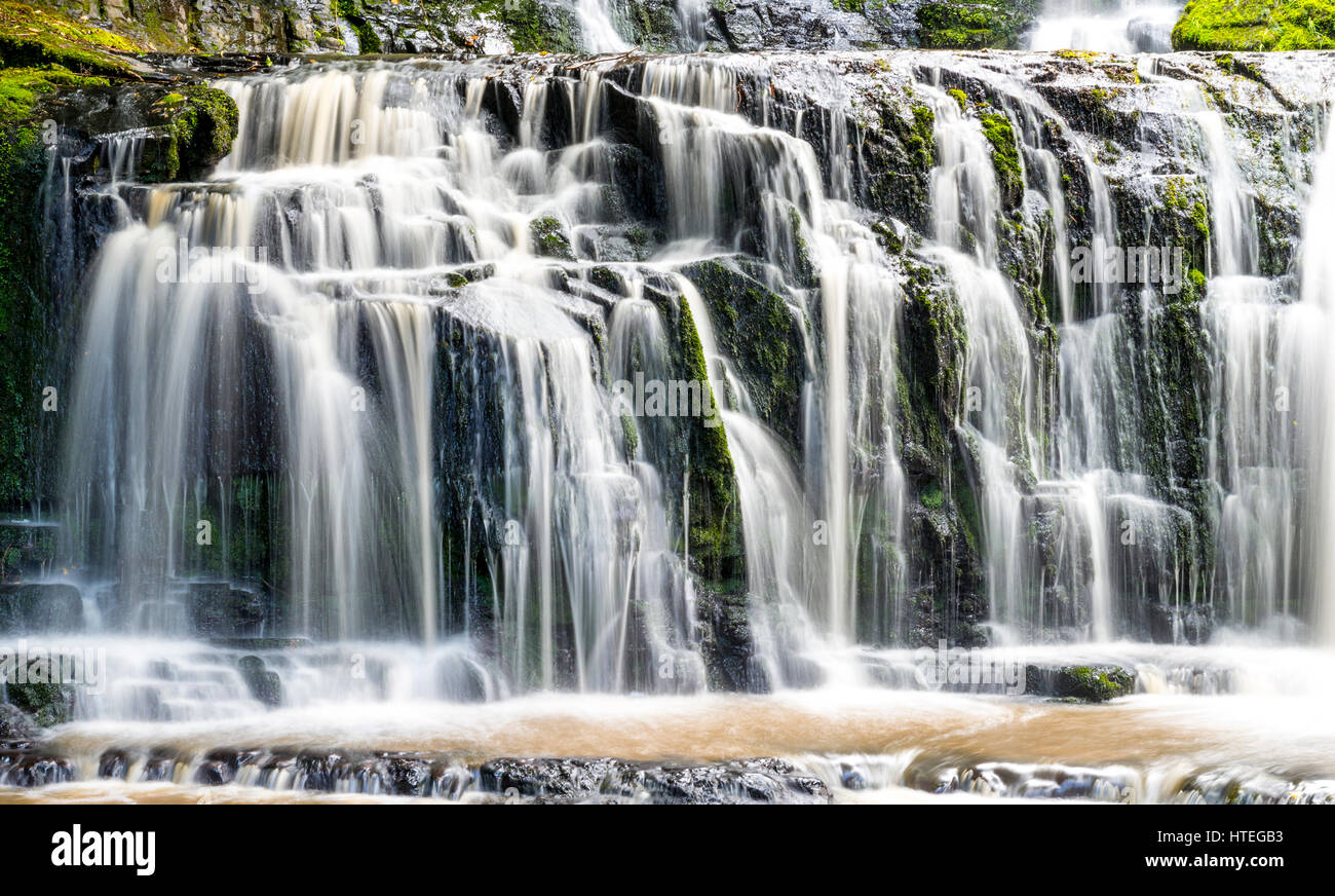 Purakaunui Falls, une cascade, l'Otago, Catlins, Southland, Nouvelle-Zélande Banque D'Images