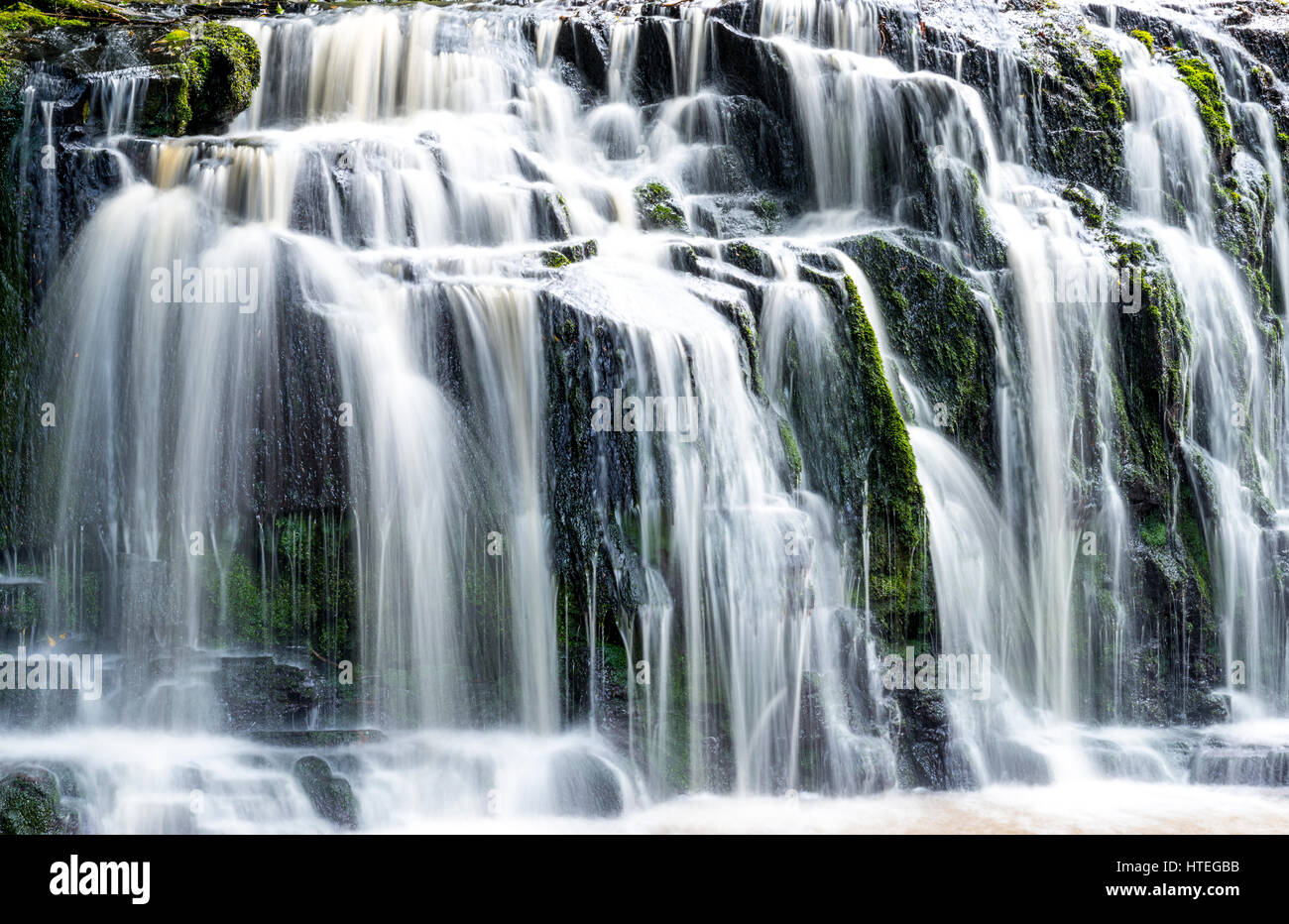 Purakaunui Falls, une cascade, l'Otago, Catlins, Southland, Nouvelle-Zélande Banque D'Images