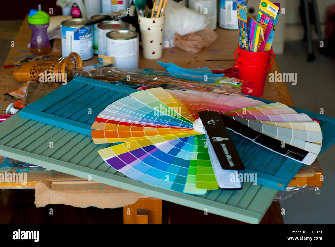 Zone de peinture avec roue des couleurs Banque D'Images