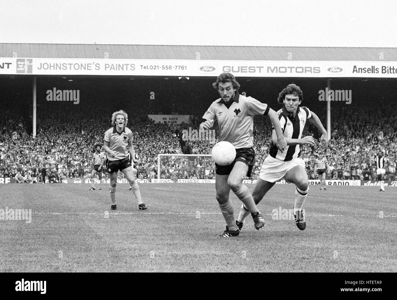 West Bromwich Albion v Wolves at The Hawthorns 23/8/80 Andy Gray, Peter Daniel et Bryan Robson Banque D'Images