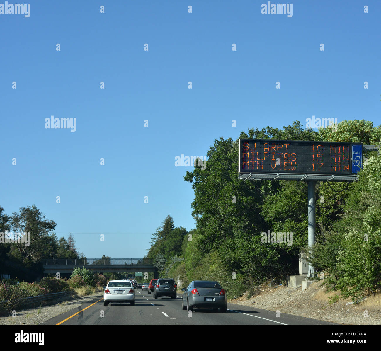 Panneau routier sur l'autoroute 17 Silicon Valley Banque D'Images
