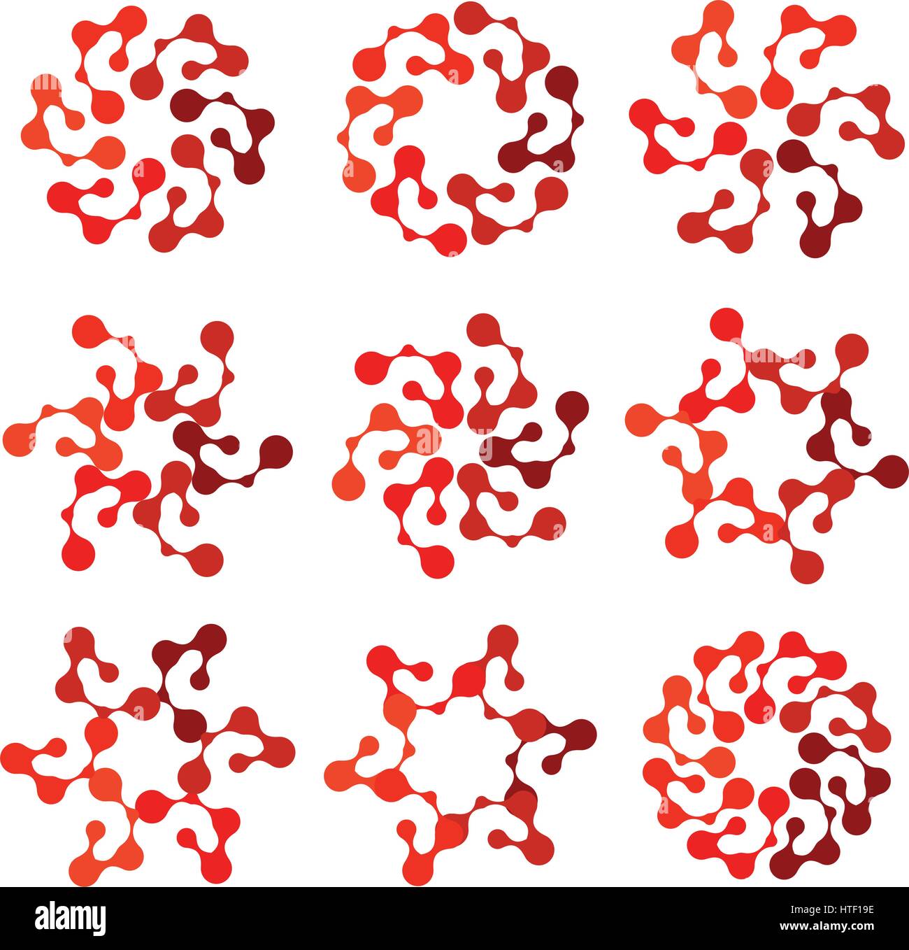 Résumé rouge isolé forme ronde couleur logo floral de fleur, collection points connectés ensemble logotypes sur fond blanc,la nature éléments vector illustration Illustration de Vecteur