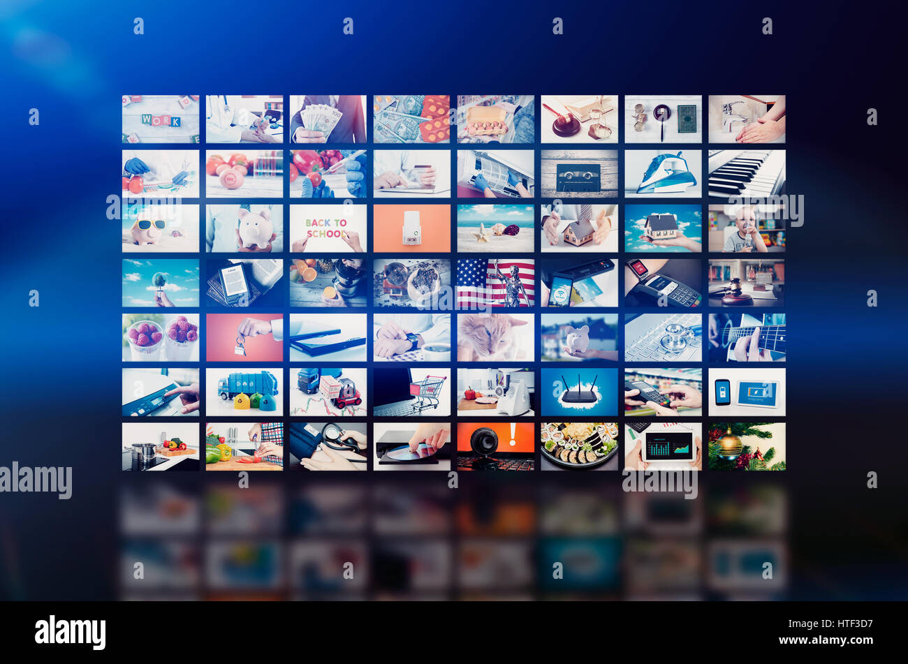 Mur vidéo multimédia la télévision. télévision vidéo mur multimédia publicité radio-télédiffusion fond concept Banque D'Images