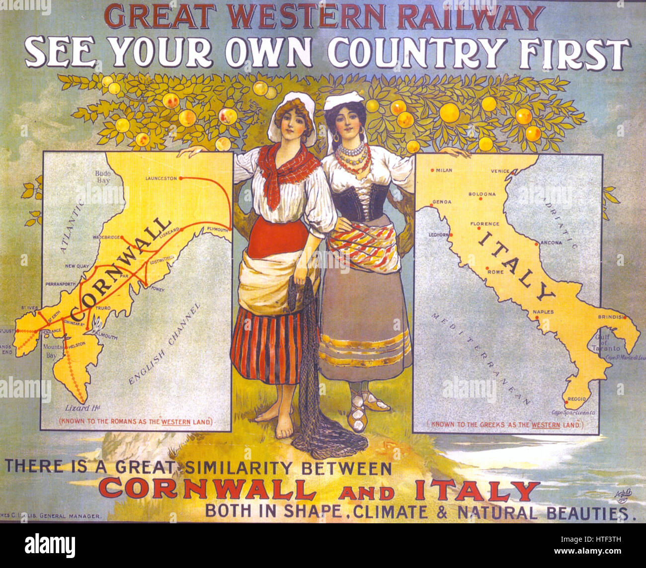 GREAT WESTERN RAILWAY poster 1907 Banque D'Images