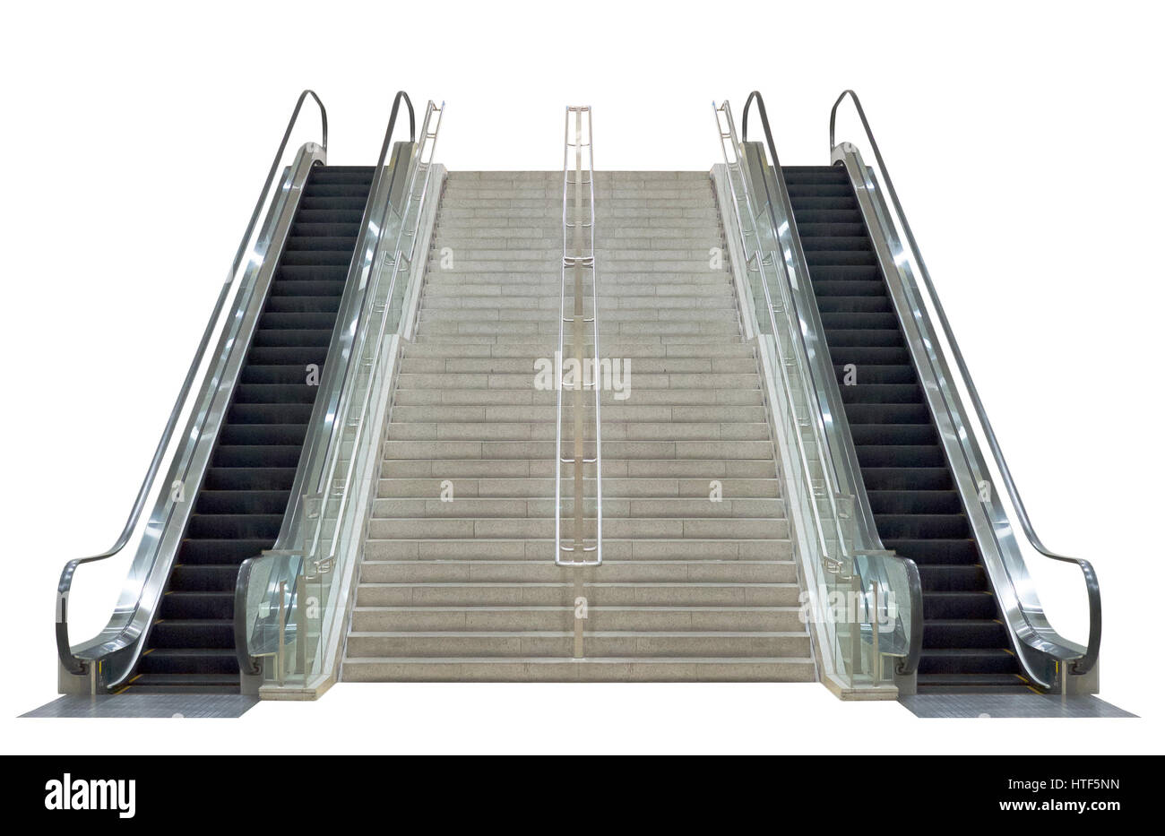 Escalator,isolé sur fond blanc Banque D'Images
