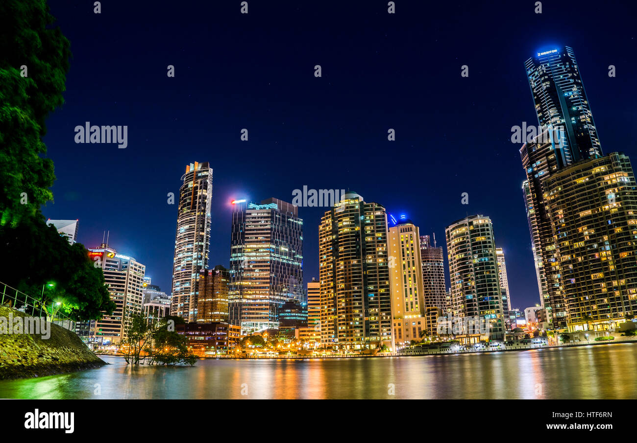 La nuit Brisbane City scape Banque D'Images