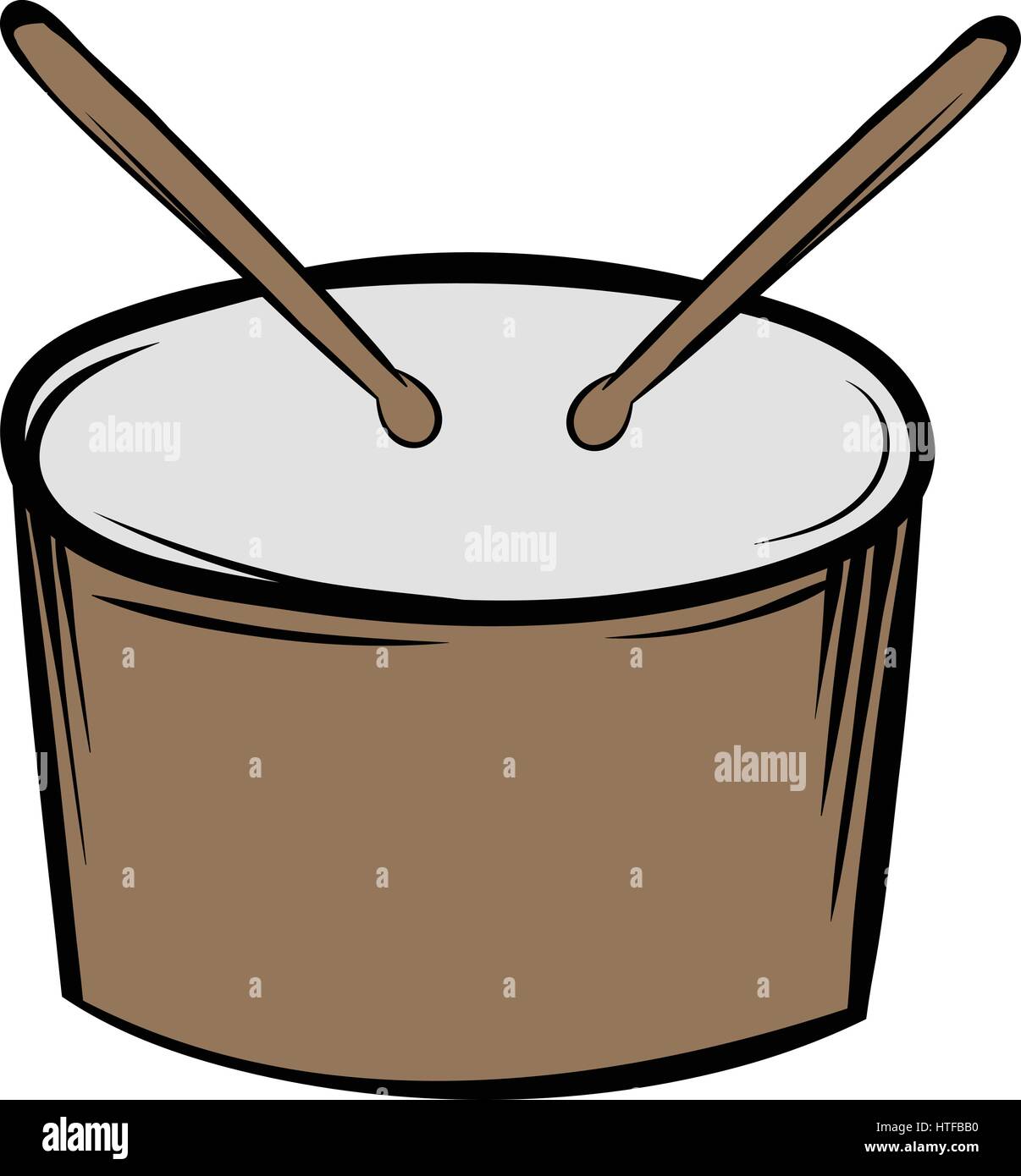 Tambour et baguettes en icône style cartoon vector illustration isolé Illustration de Vecteur